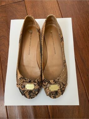 Marc by Marc Jacobs Tan & Brown Snake-Print Ballet Flats